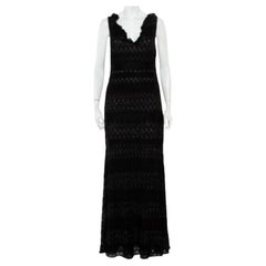 Missoni Black Lurex Knit Ruffled Neck Sleeveless Maxi Dress M