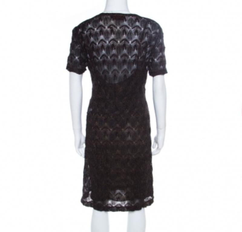 Nero Missoni - Vestito midi con scollo a V in maglia lurex nera M in vendita