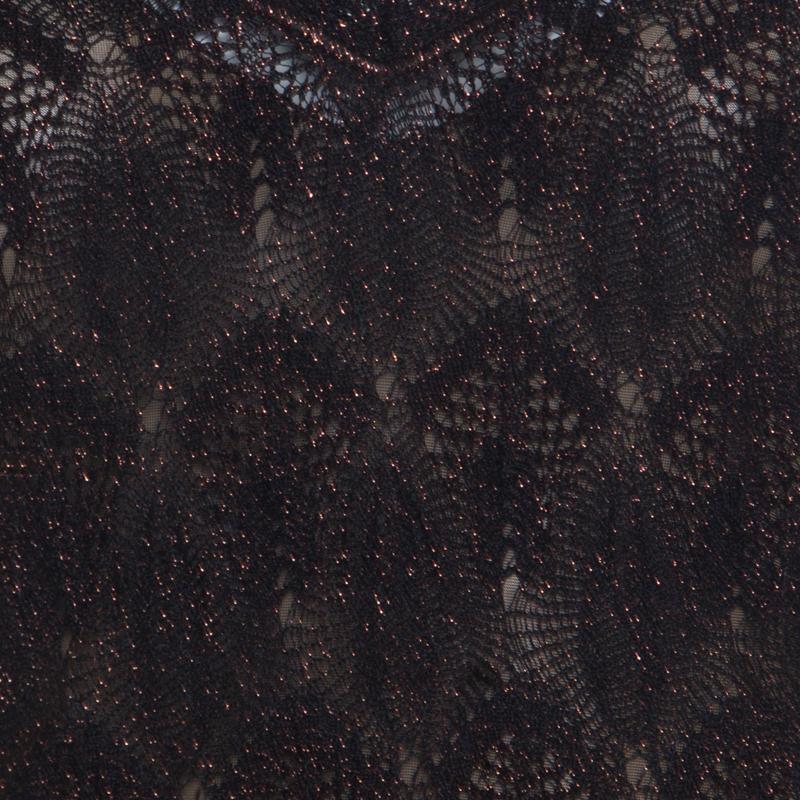 Women's Missoni Black Lurex Patterned Knit V Neck Midi Dress M