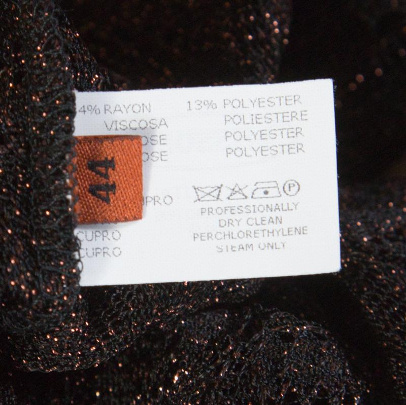Missoni Black Lurex Patterned Knit V Neck Midi Dress M 1