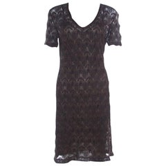 Missoni Black Lurex Patterned Knit V Neck Midi Dress M
