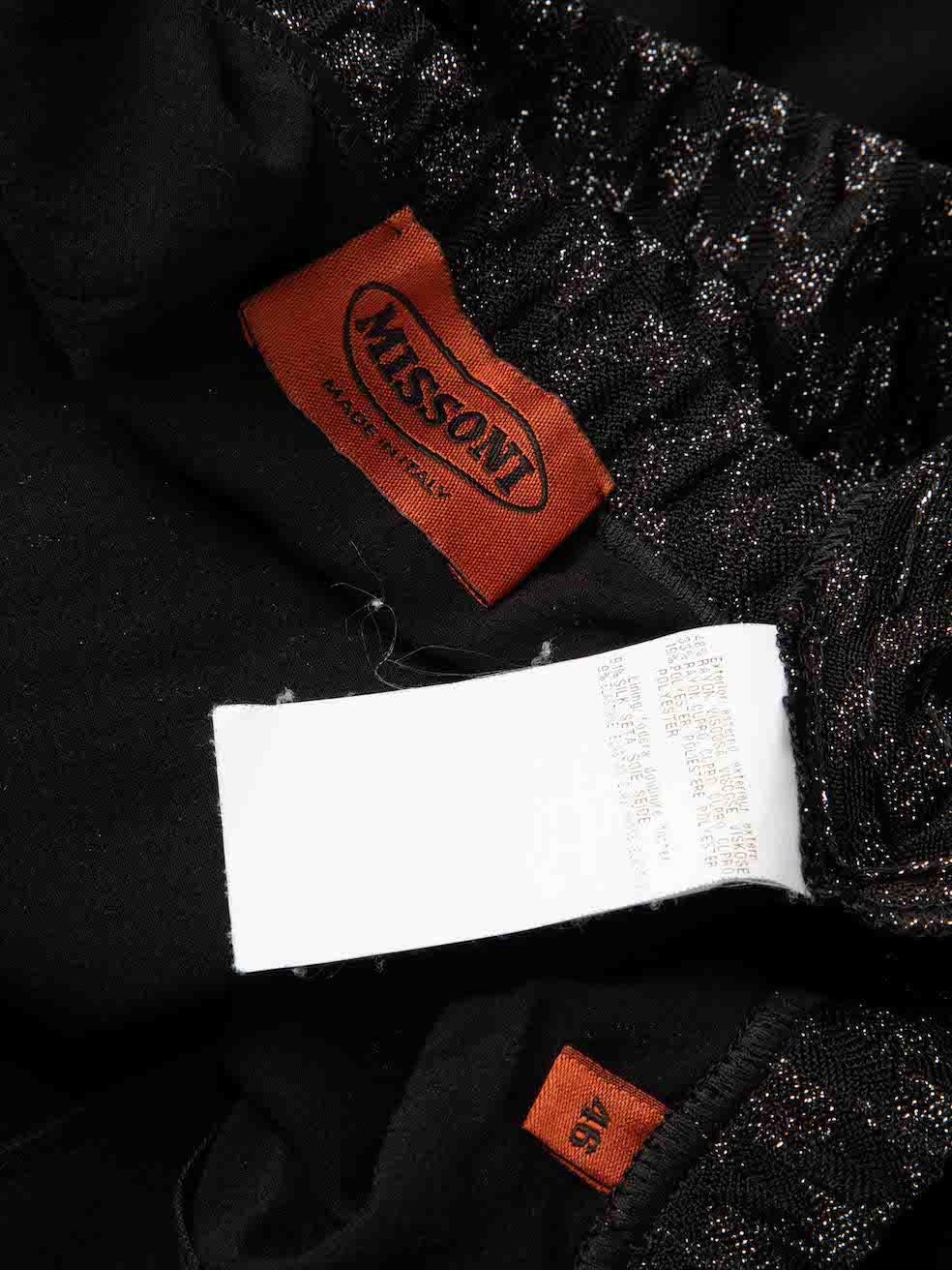 Missoni Black Metallic Knit Midi Skirt Size XL For Sale 1