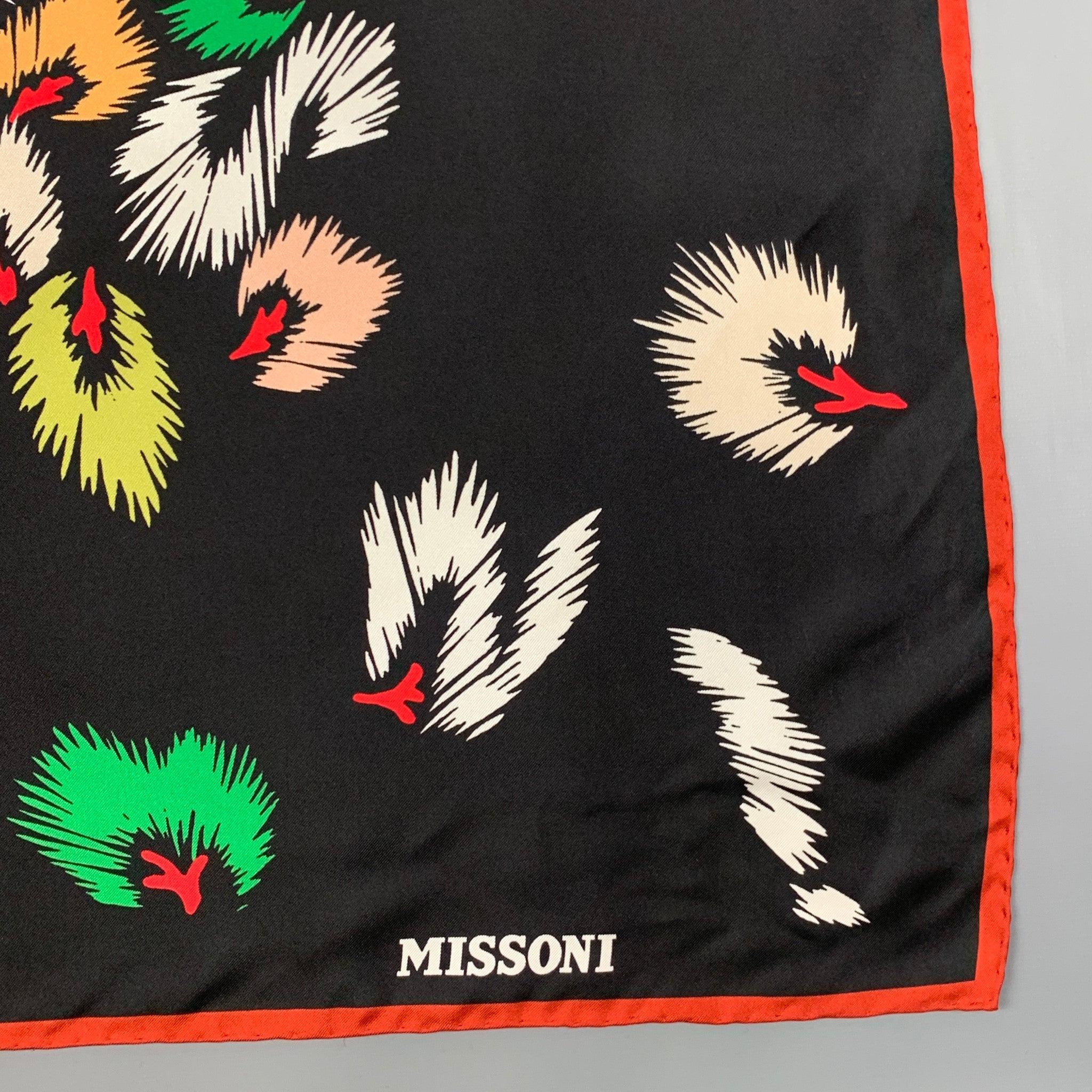 MISSONI Black Multi-Color Abstract Print Silk Scarf In Good Condition For Sale In San Francisco, CA