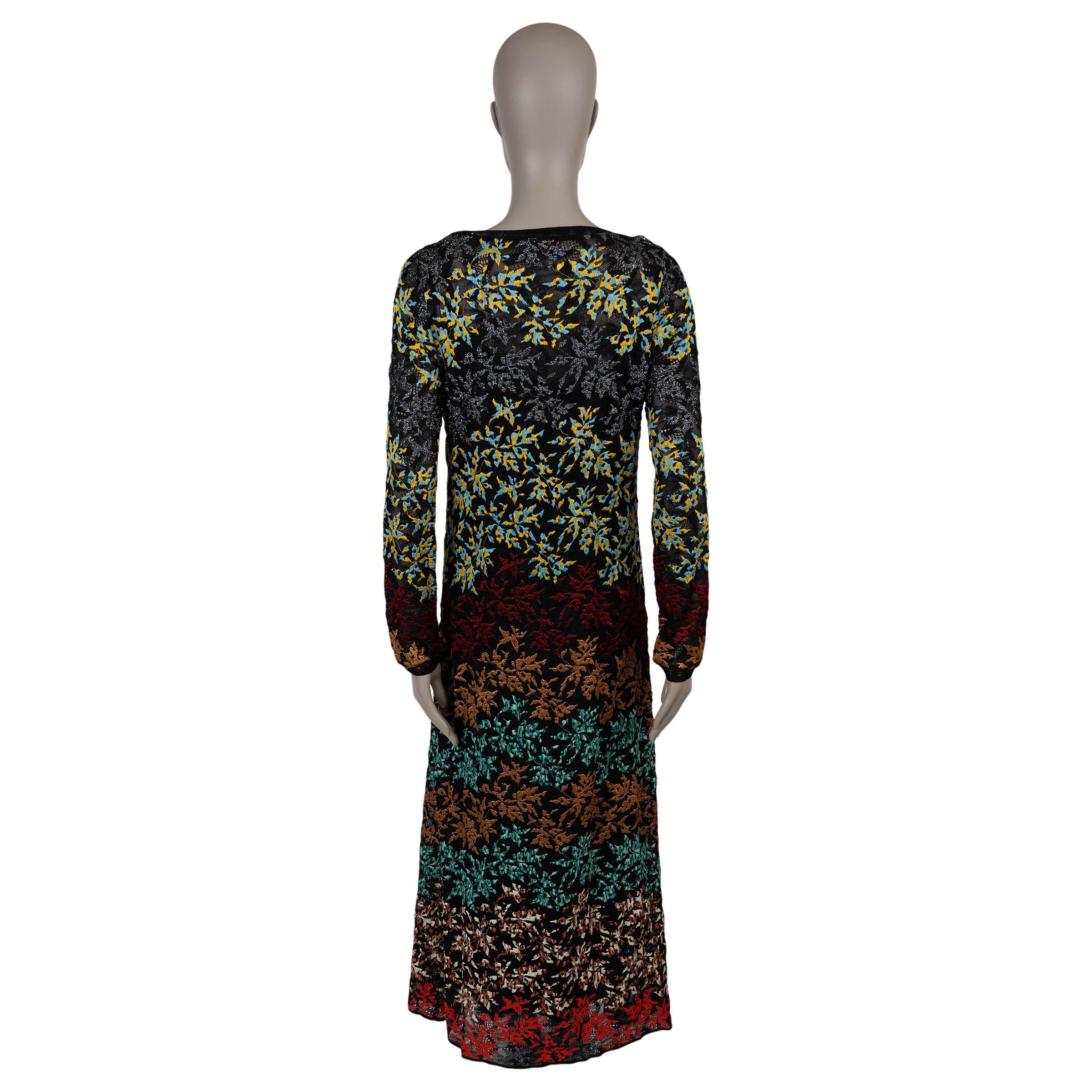MISSONI negro y multi viscosa FLORAL BORDADO Vestido MAXI M Negro en venta