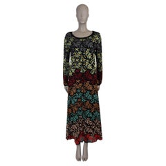 MISSONI black & multi viscose FLORAL EMBROIDERED KNIT MAXI Dress M