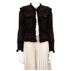 Missoni Cardigan nero e arancione con frange e nappe taglia S