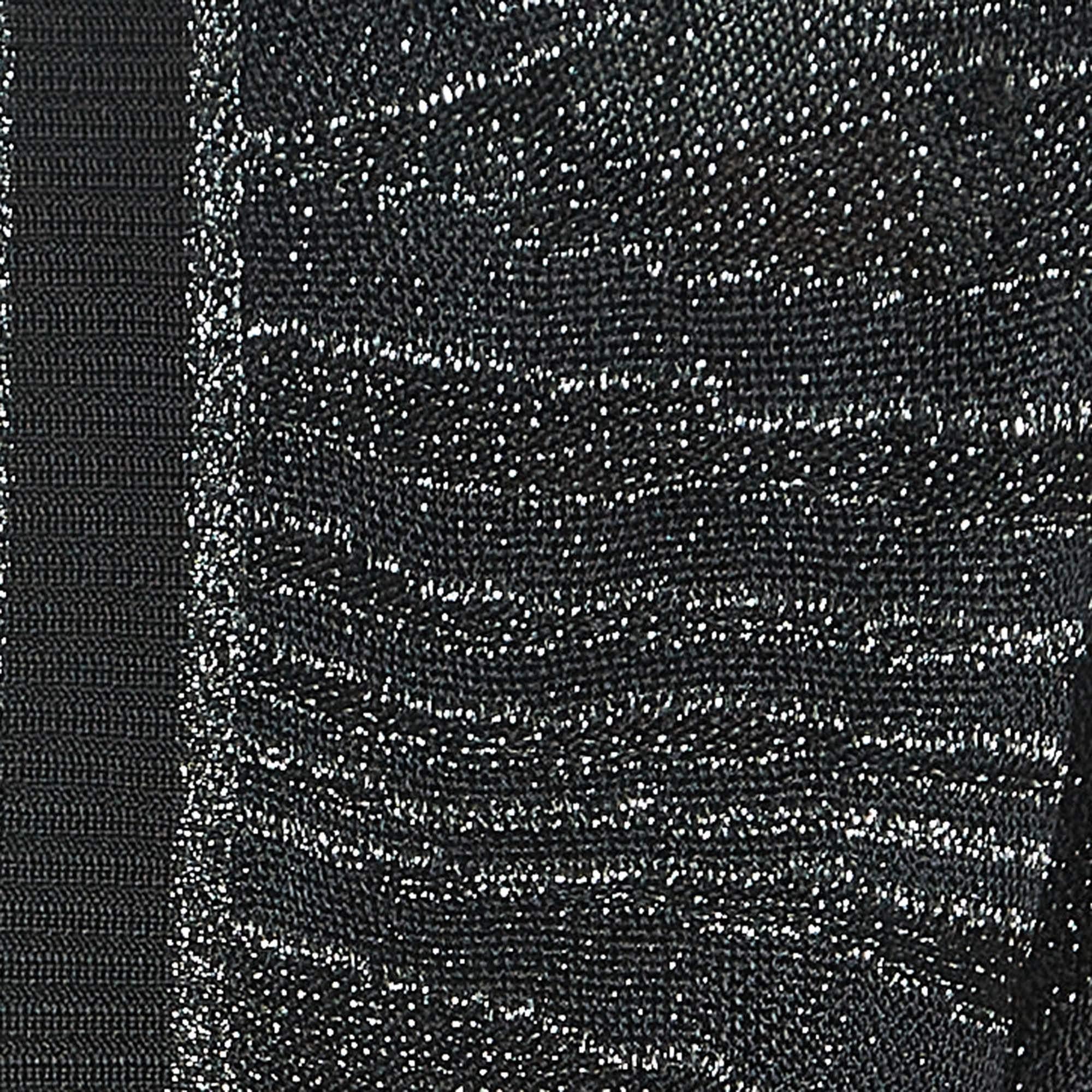 Missoni Black Patterned Lurex Knit Cardigan S In Excellent Condition In Dubai, Al Qouz 2