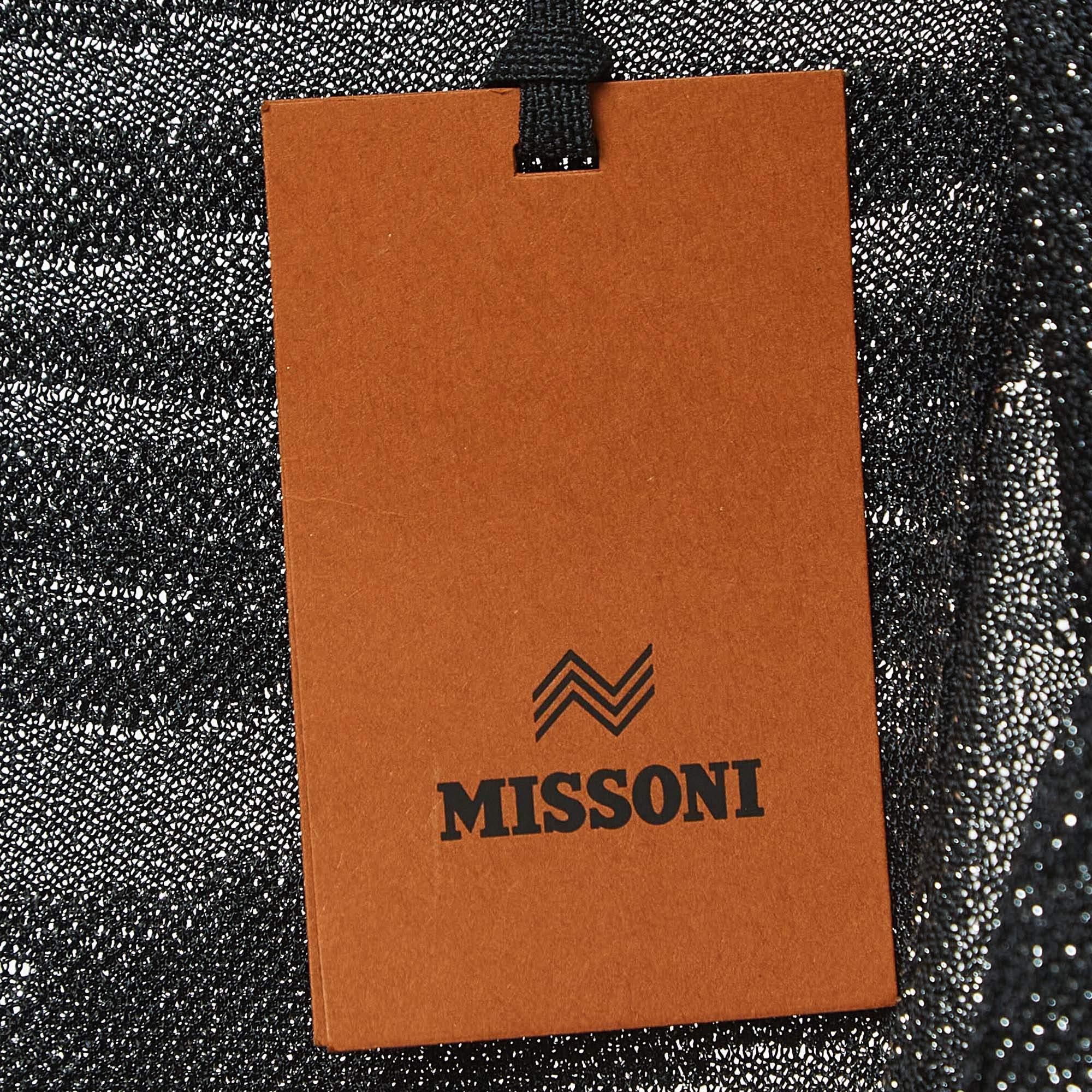 Women's Missoni Black Patterned Lurex Knit Cardigan S