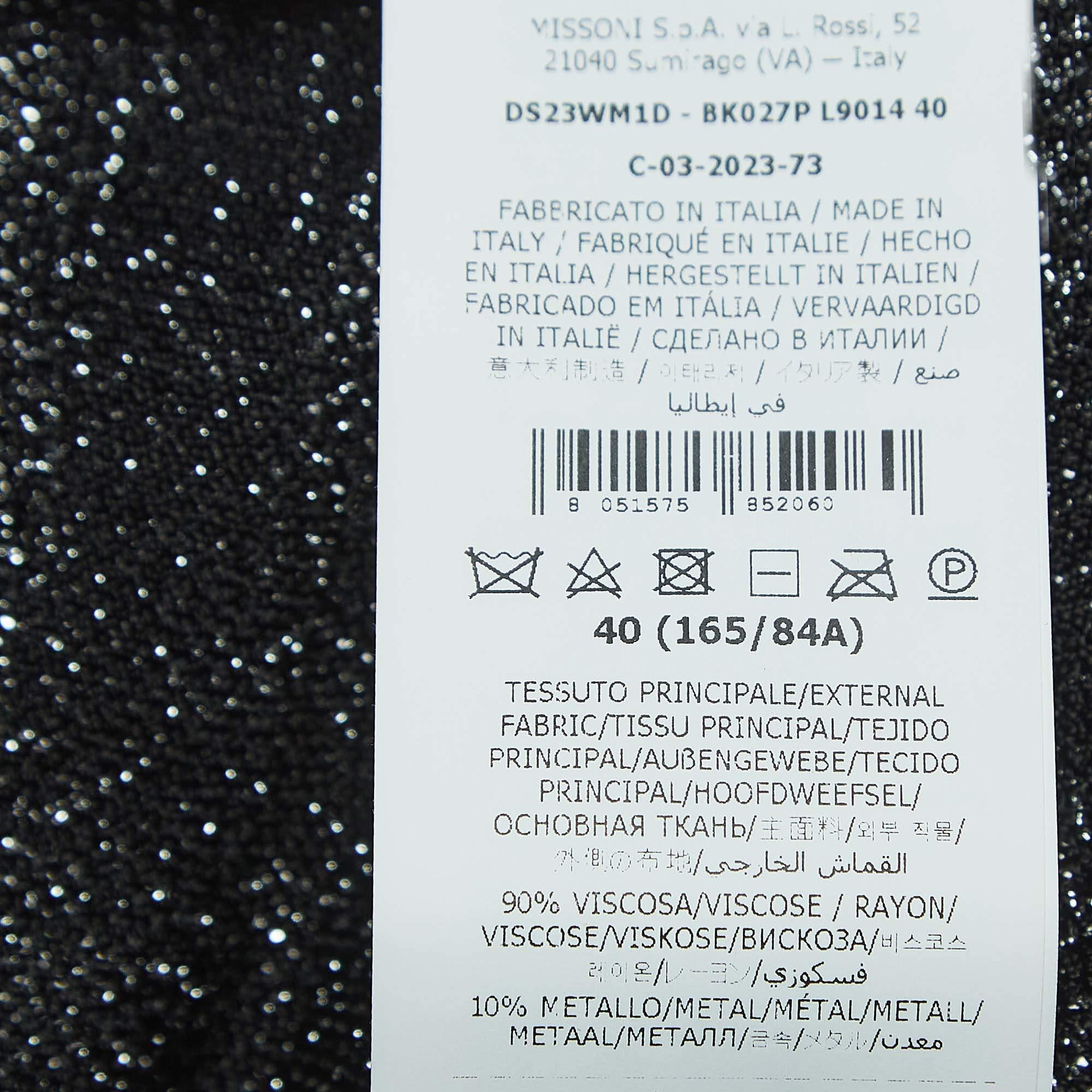 Missoni Black Patterned Lurex Knit Cardigan S 1