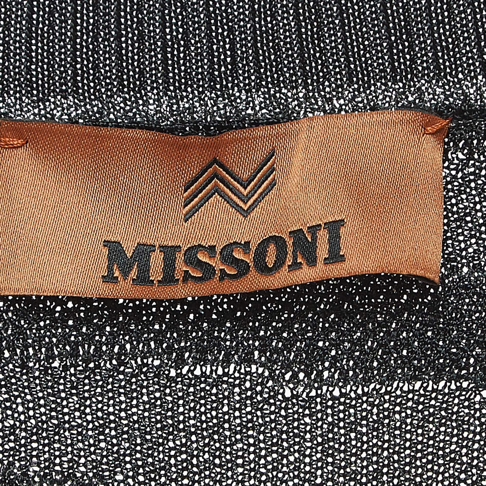 Missoni Black Patterned Lurex Knit Cardigan S 2
