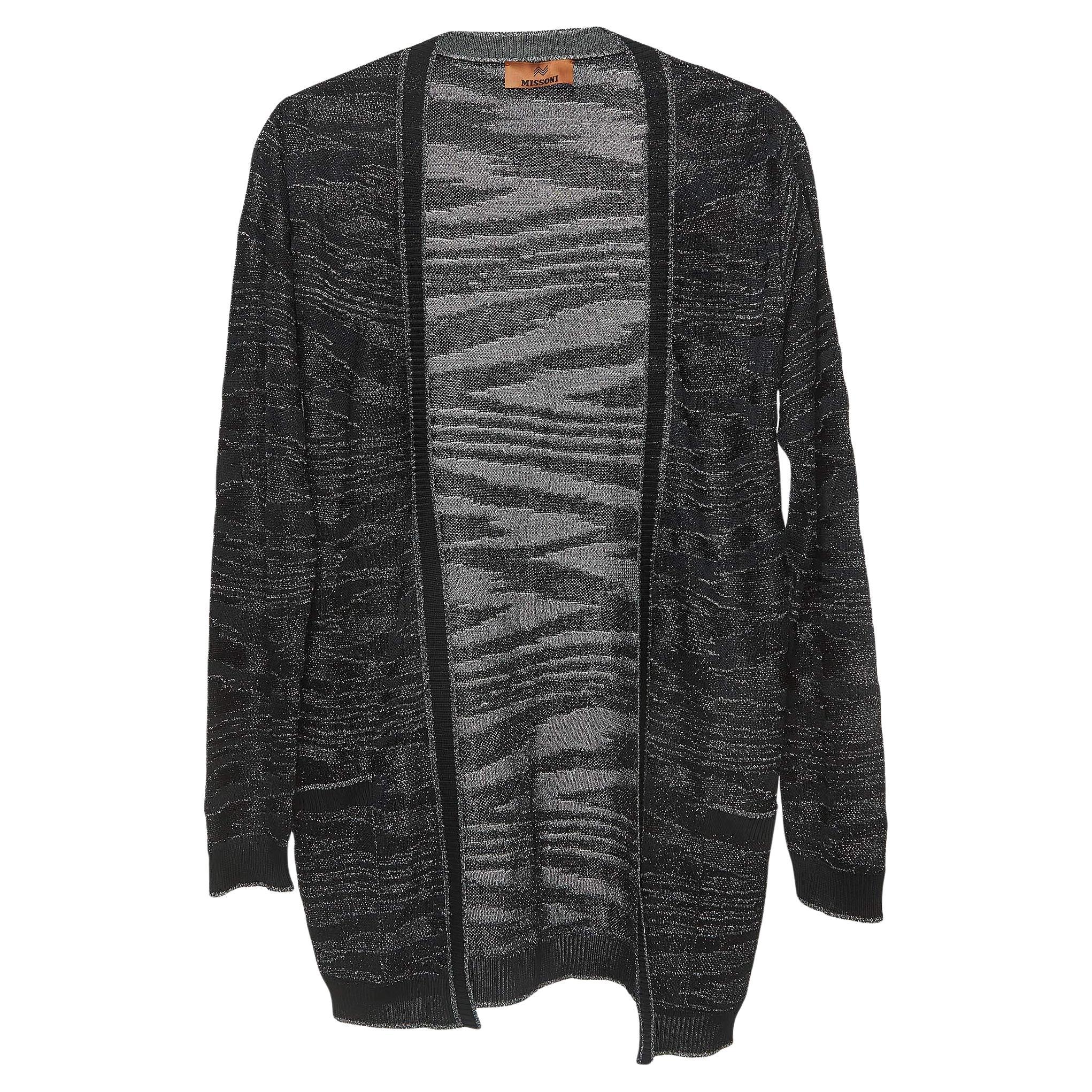 Missoni Black Patterned Lurex Knit Cardigan S