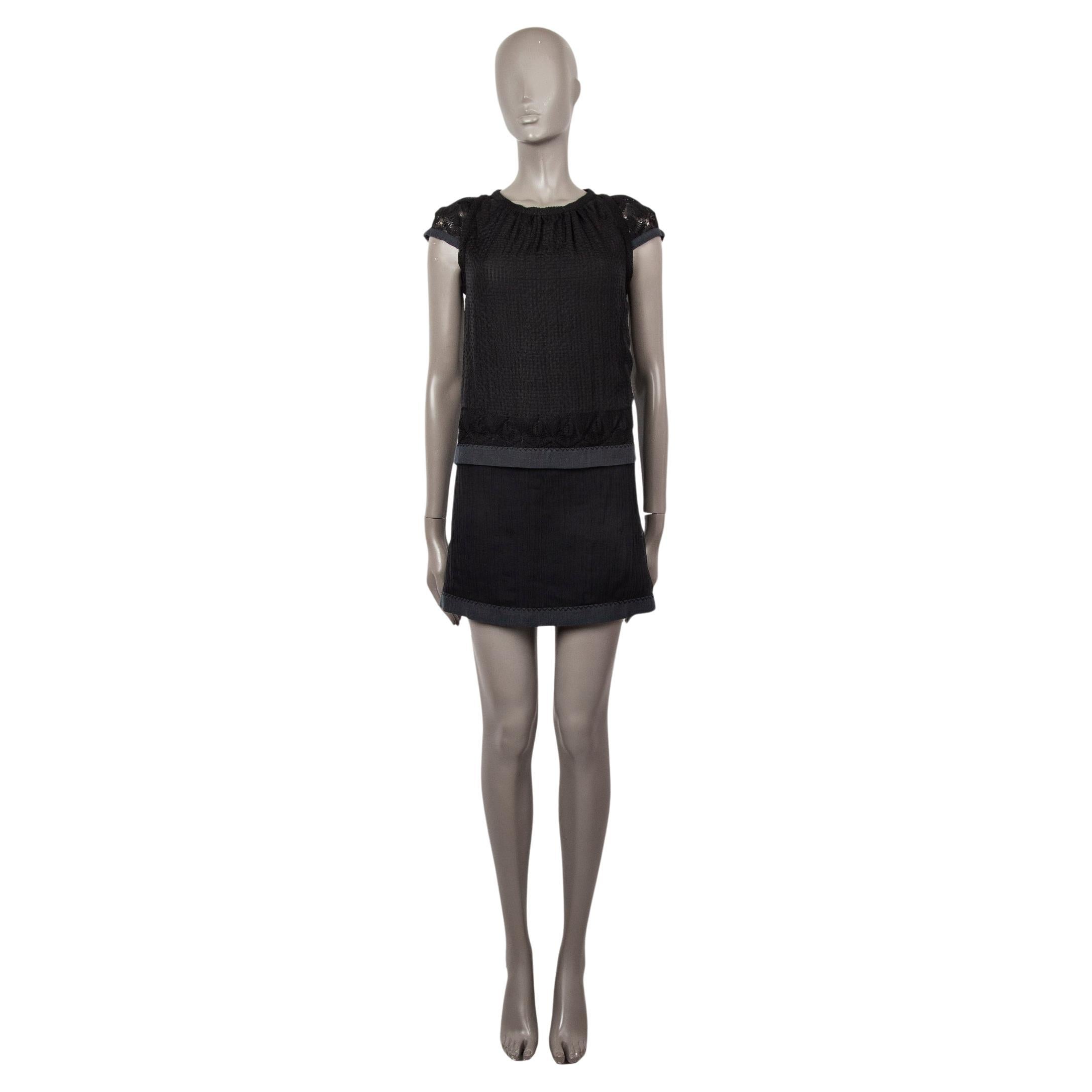 MISSONI black silk LAYERED CROCHET KNIT Sleeveless MINI Dress XXS For Sale