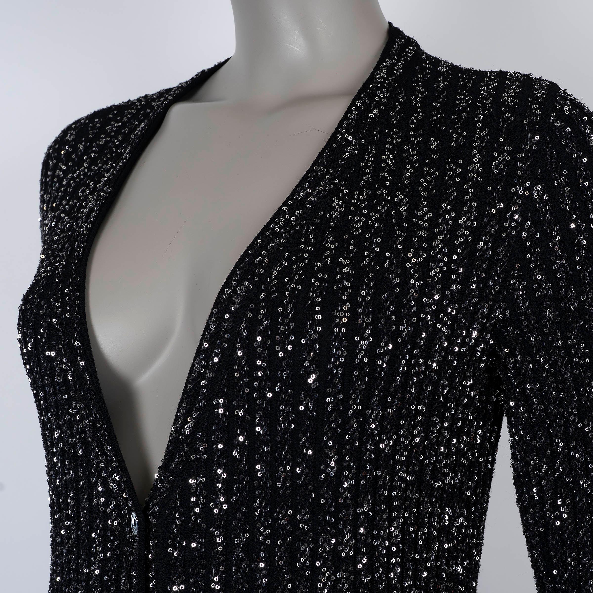 MISSONI schwarz Viskose 2023 SEQUIN LONG Strickjacke Pullover 42 M im Zustand „Hervorragend“ im Angebot in Zürich, CH