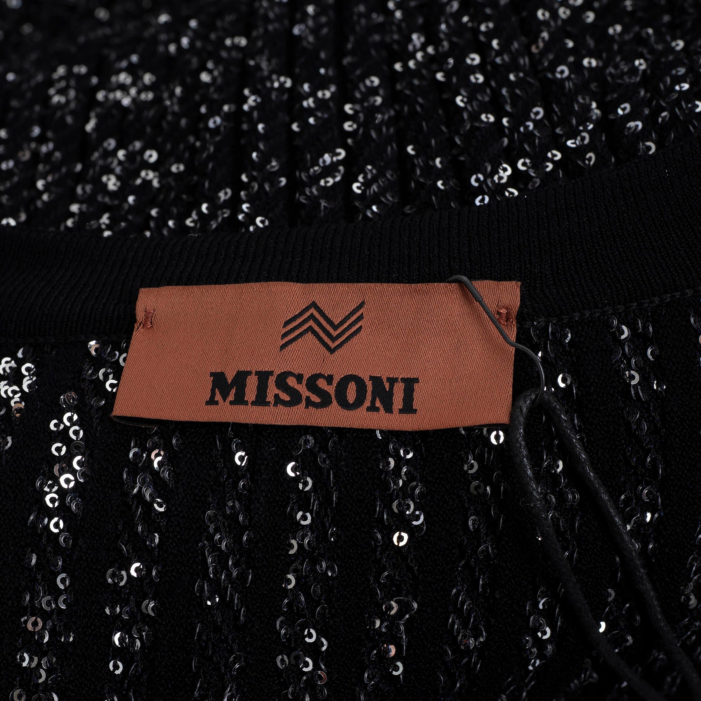MISSONI schwarz Viskose 2023 SEQUIN LONG Strickjacke Pullover 42 M Damen im Angebot