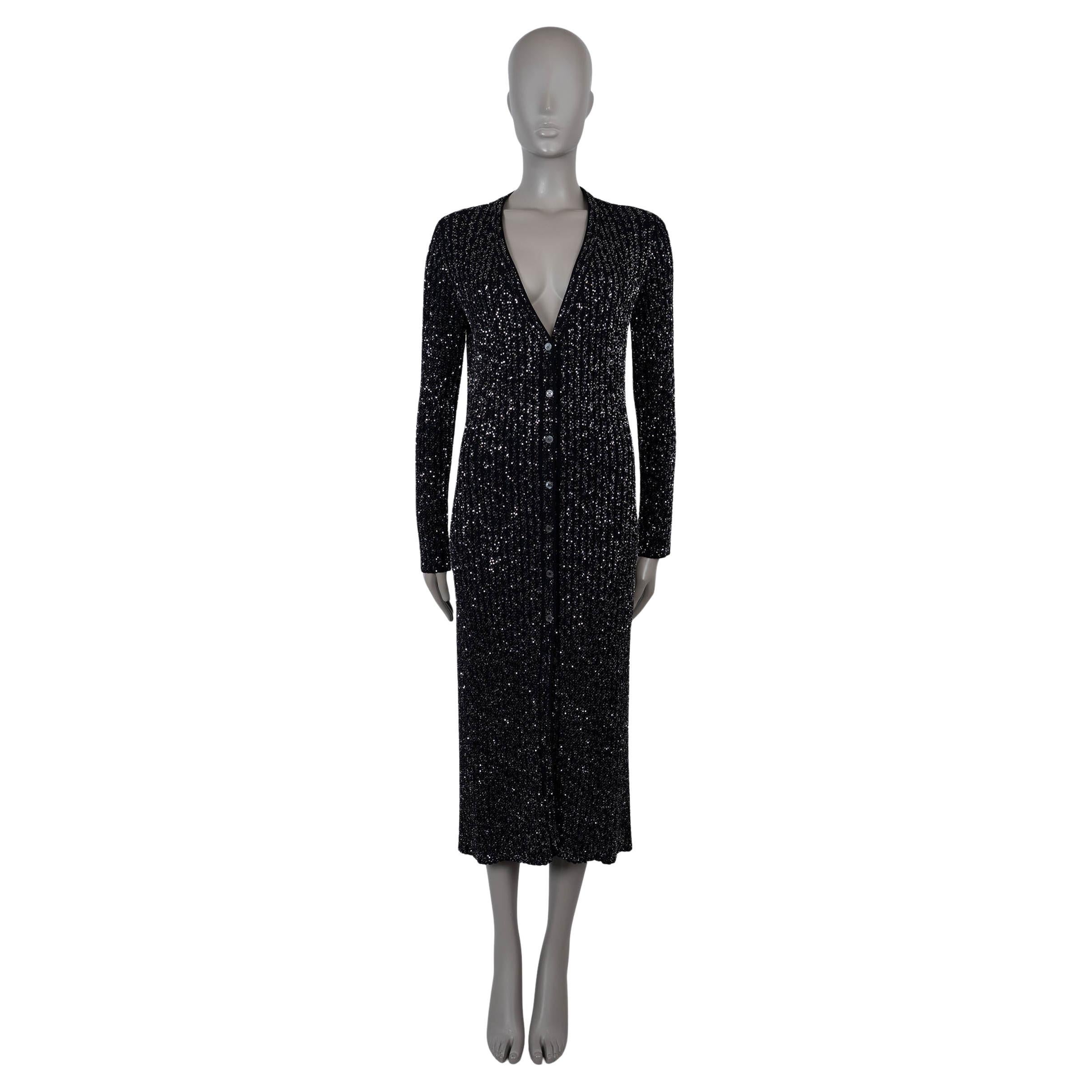 MISSONI black viscose 2023 SEQUIN LONG Cardigan Sweater 42 M