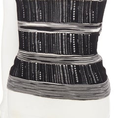 Top halter de punto abierto de MISSONI, de algodón, en blanco y negro con rayas horizontales multicolores, IT38 XS