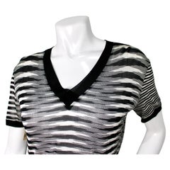 Missoni Black & White V-Neck Pattern Knit T-Shirt