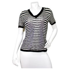 Missoni Black & White V-Neck Pattern Knit T-Shirt