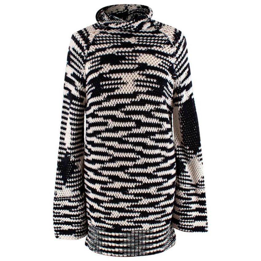 Missoni Black 
White Wool blend Knit Roll Neck Sweater - Size US4 For Sale