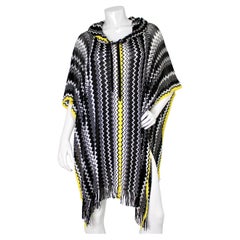 Missoni Black & Yellow Fringe Poncho with Hood