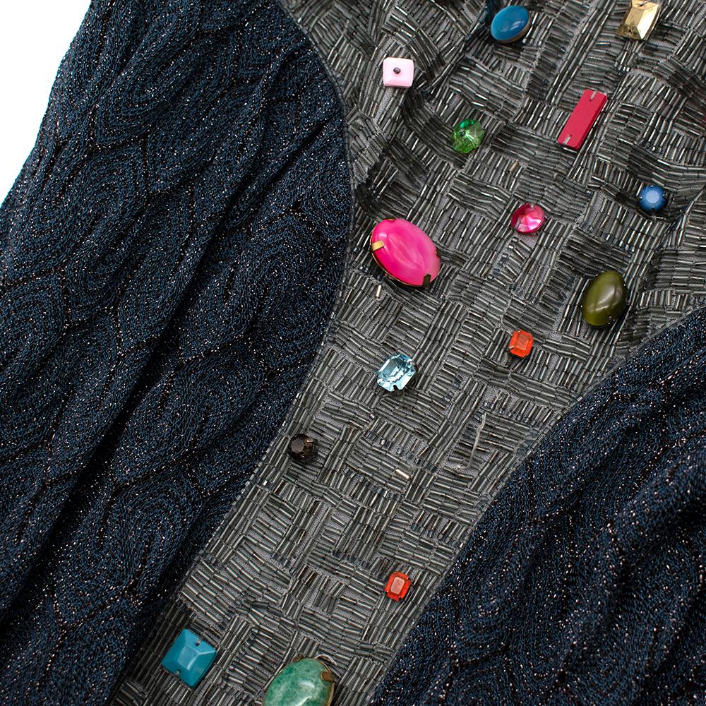 Missoni Blue Beaded Lurex Knit Strapless Mini Dress - Size Estimated XS 1