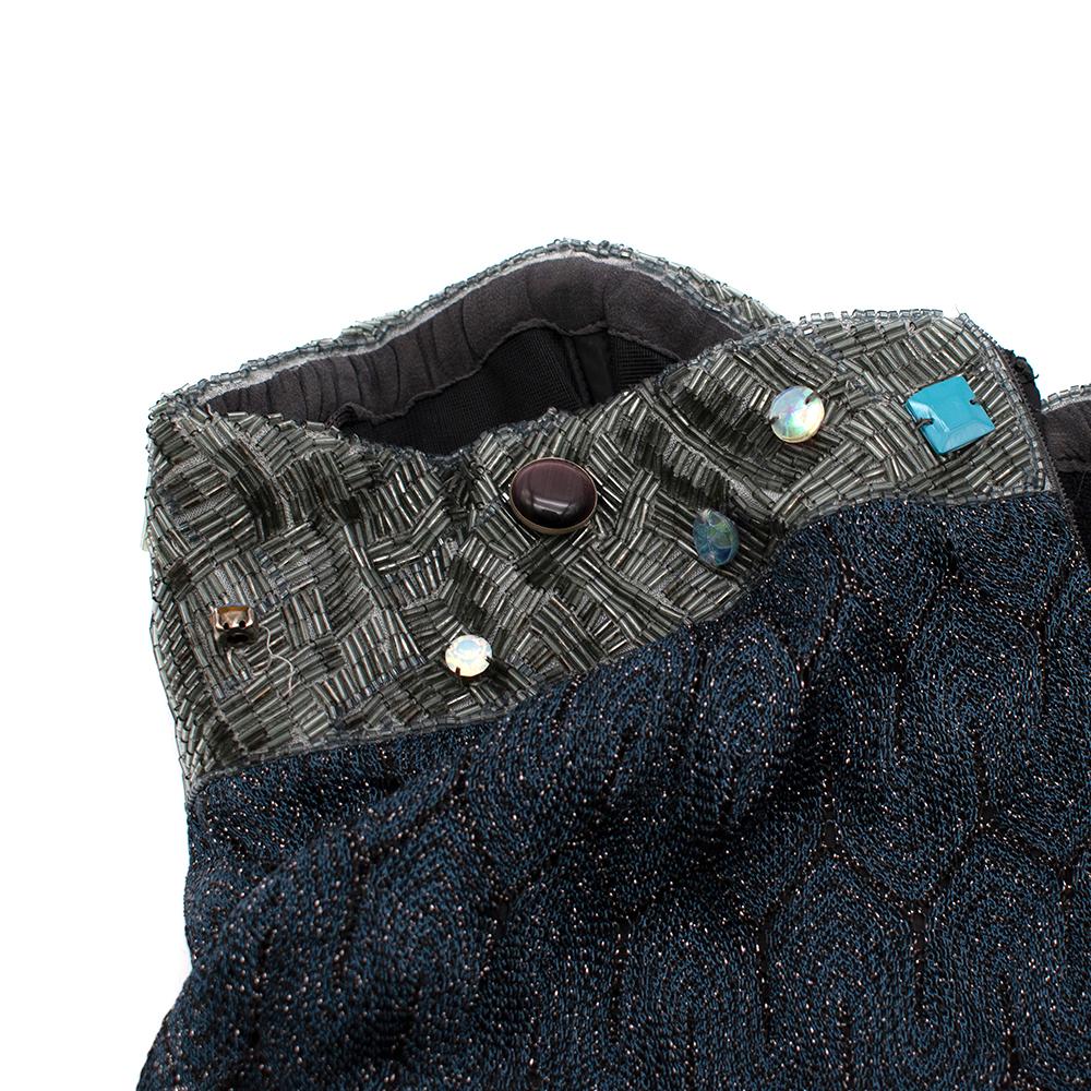 Missoni Blue Beaded Lurex Knit Strapless Mini Dress - Size Estimated XS 2