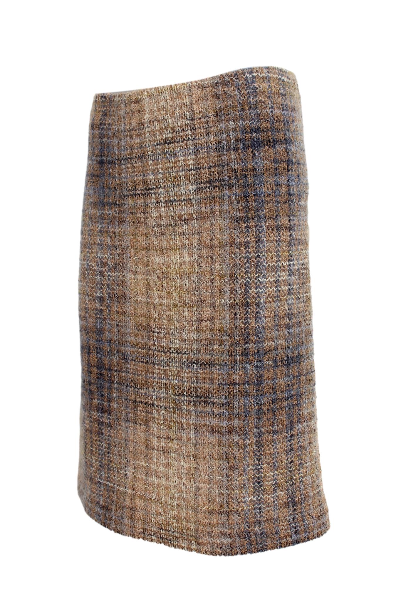Missoni Blue Beige Wool Mohair Vintage Skirt 80s 1
