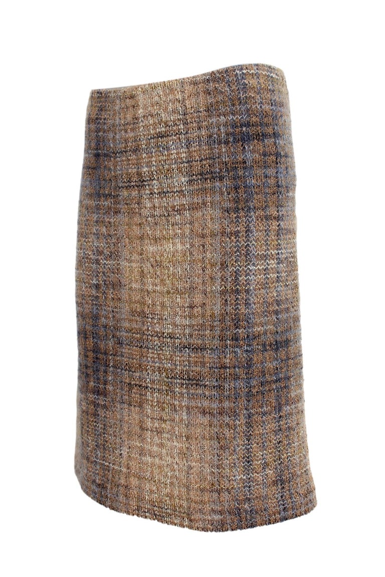 Missoni Blue Beige Wool Mohair Vintage Skirt 80s For Sale at 1stDibs