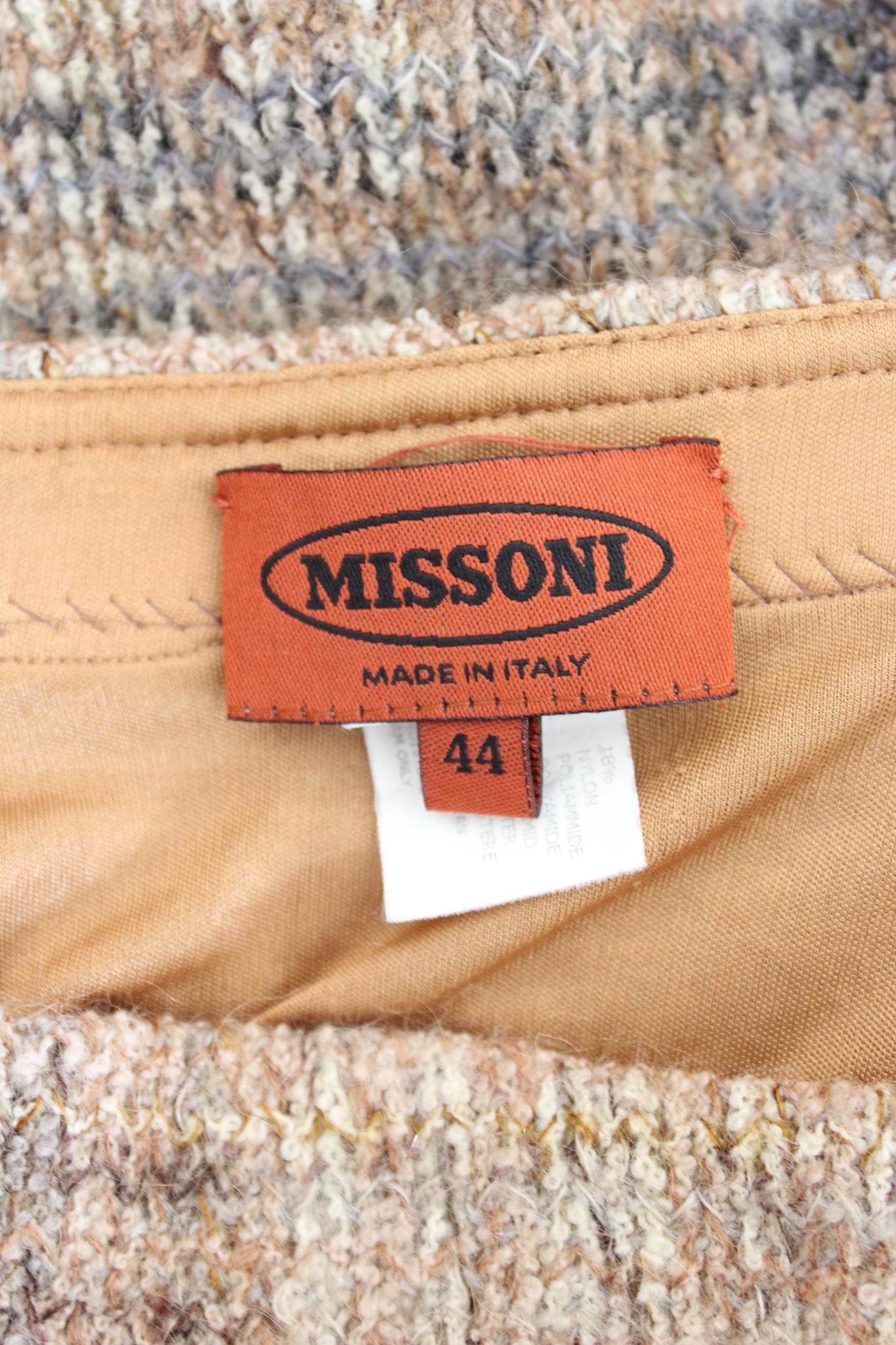 Missoni Blue Beige Wool Mohair Vintage Skirt 80s 2