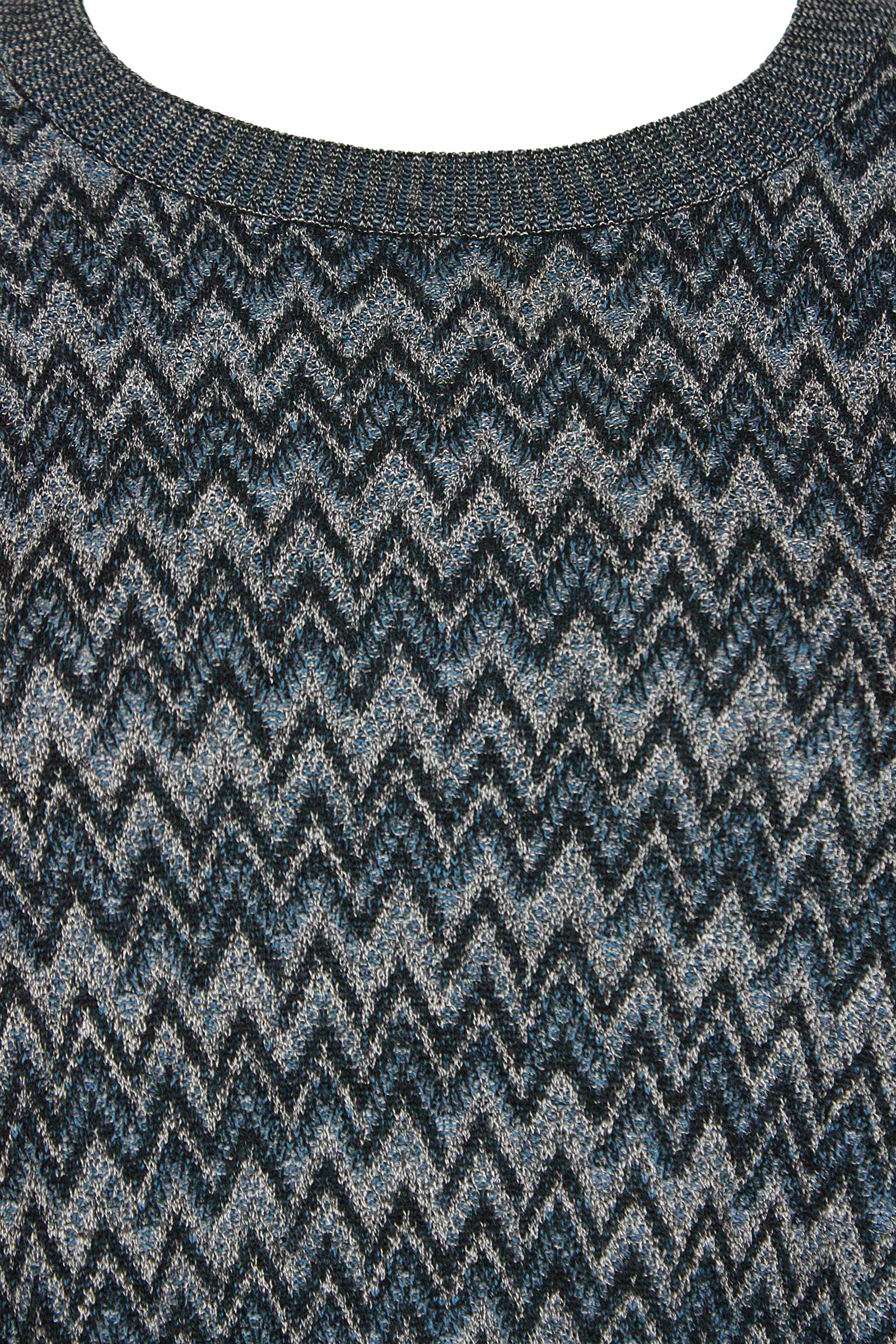 Missoni Blue Black Grey Zigzag Chevron Sweater In Excellent Condition In Los Angeles, CA