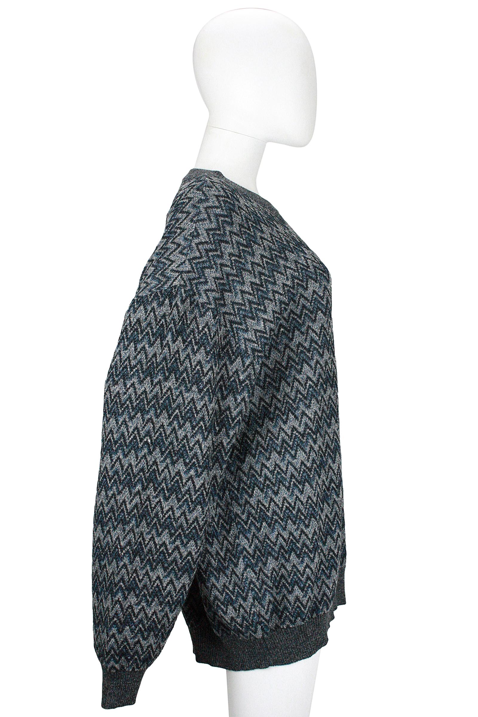 Men's Missoni Blue Black Grey Zigzag Chevron Sweater