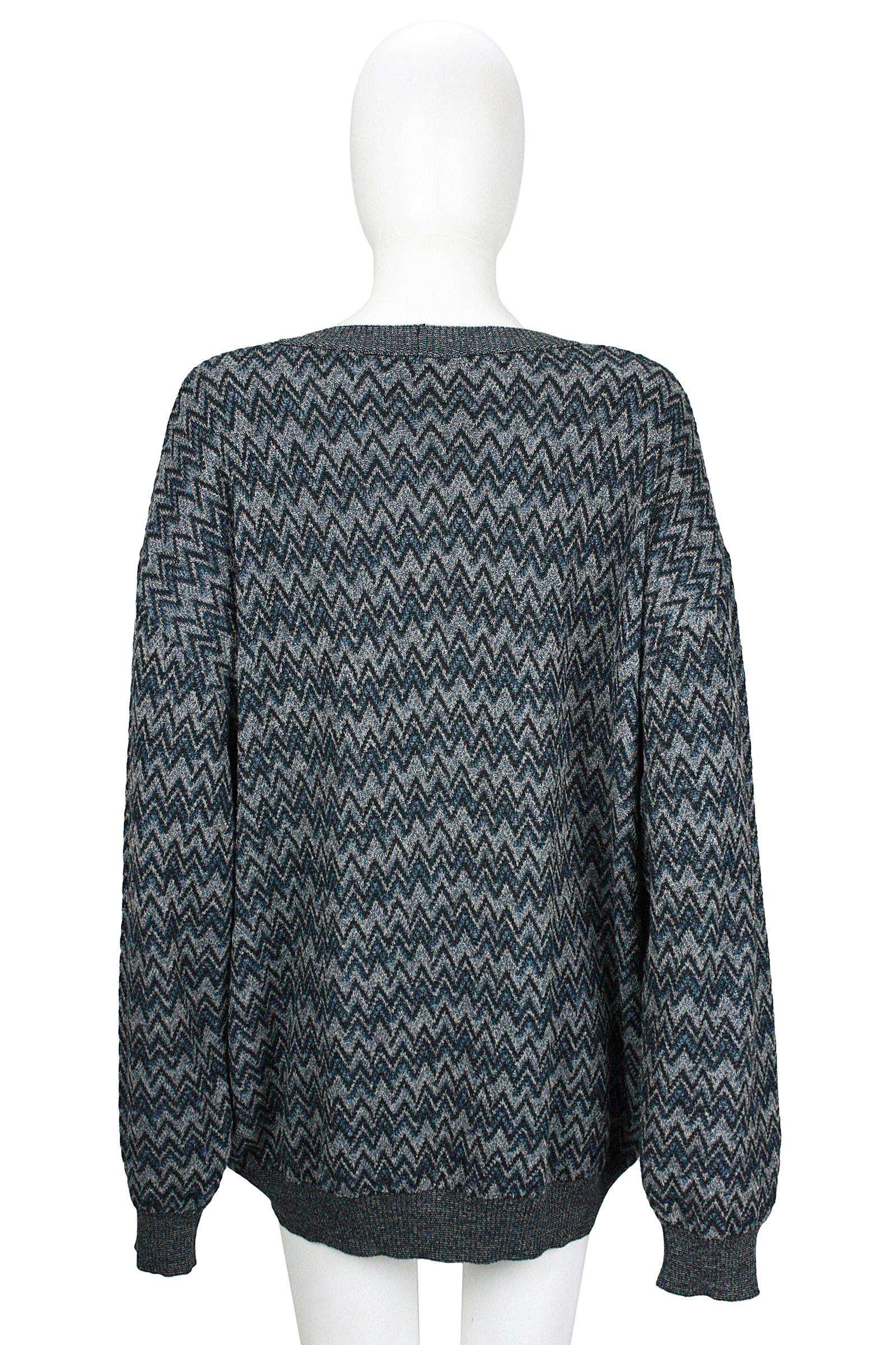 Missoni Blue Black Grey Zigzag Chevron Sweater 1