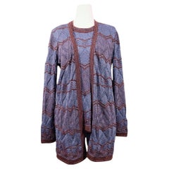 Missoni - Set due pezzi in maglia a zig zag blu e marrone - EU 44