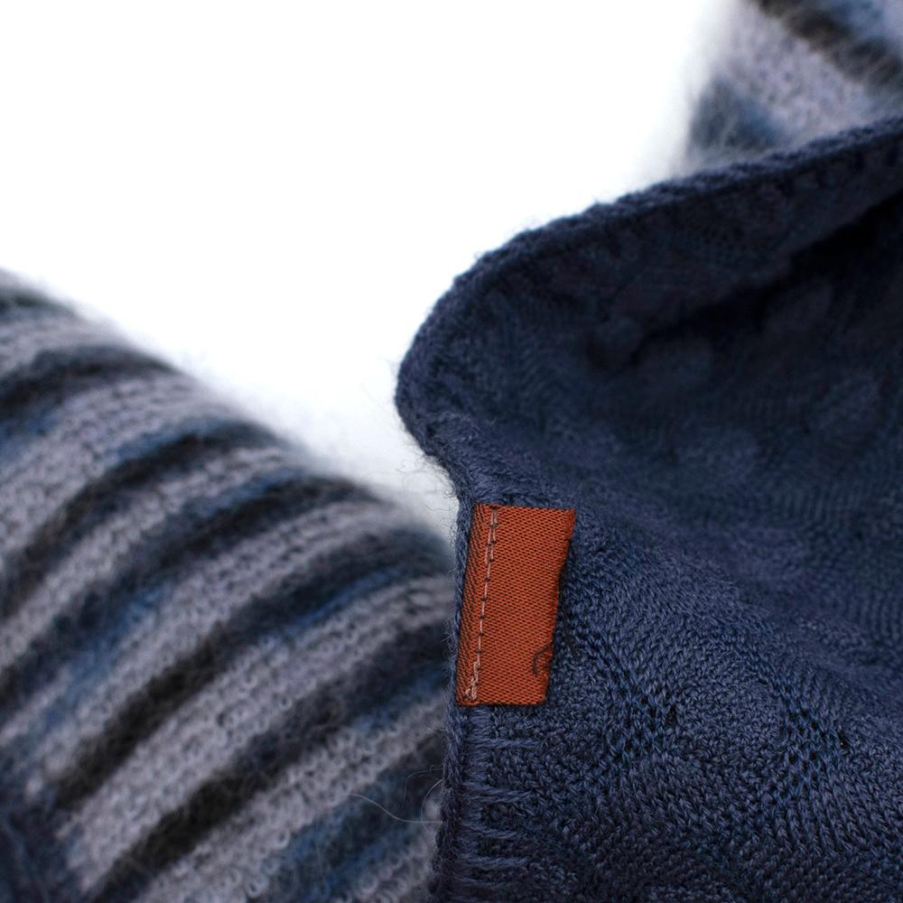 Missoni Blue Cashmere & Wool Striped Knit Poncho - One Size For Sale 2