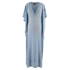 Missoni Blue Crochet Knit Longline Kaftan