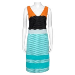 Missoni Blue Crochet Knit Sleeveless Dress M.