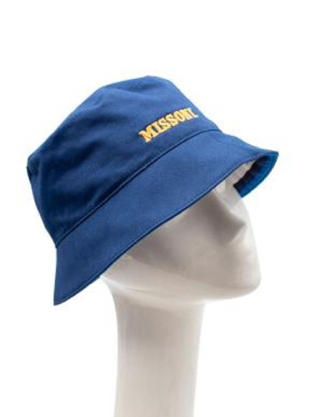 Missoni Blue Embroidered Bucket Hat

- Bold blue color 
- Embroidered yellow 