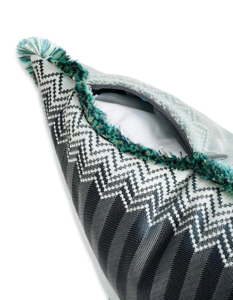 Modern Missoni Blue Jacquard and Chevron Wells Cushion, Italy