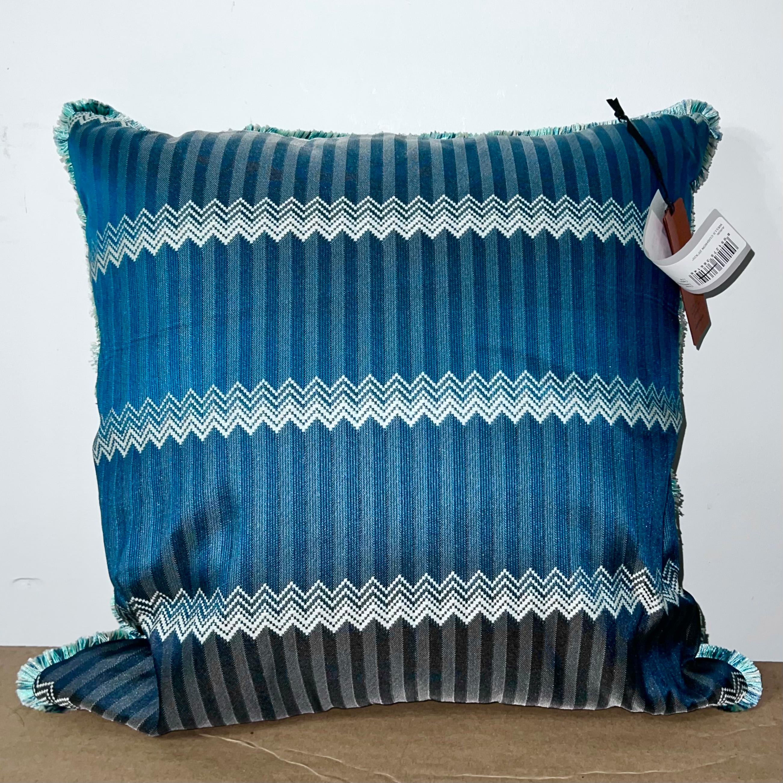 Missoni Blue Jacquard and Chevron Wells Cushion, Italy In New Condition In Brooklyn, NY