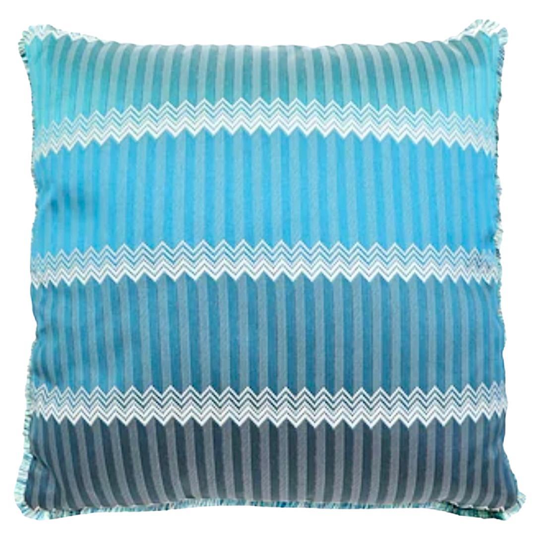 Missoni Blue Jacquard and Chevron Wells Cushion, Italy