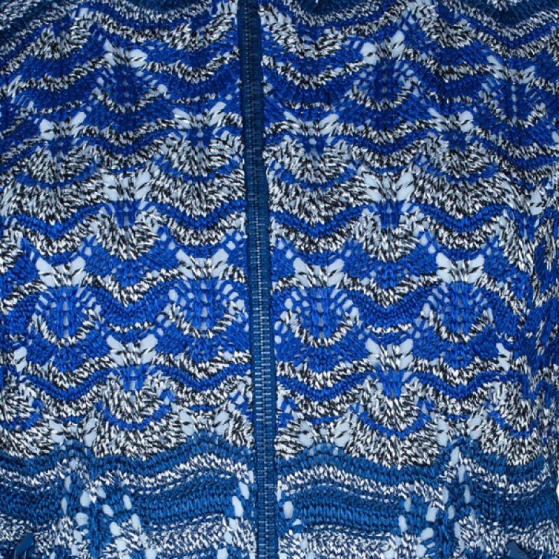 Women's Missoni Blue Knit Bomber Jacket M