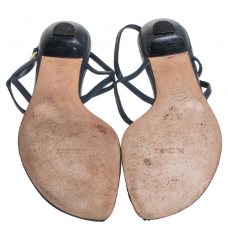 Missoni Blue Leather Thong Sandals Size 37 For Sale 2