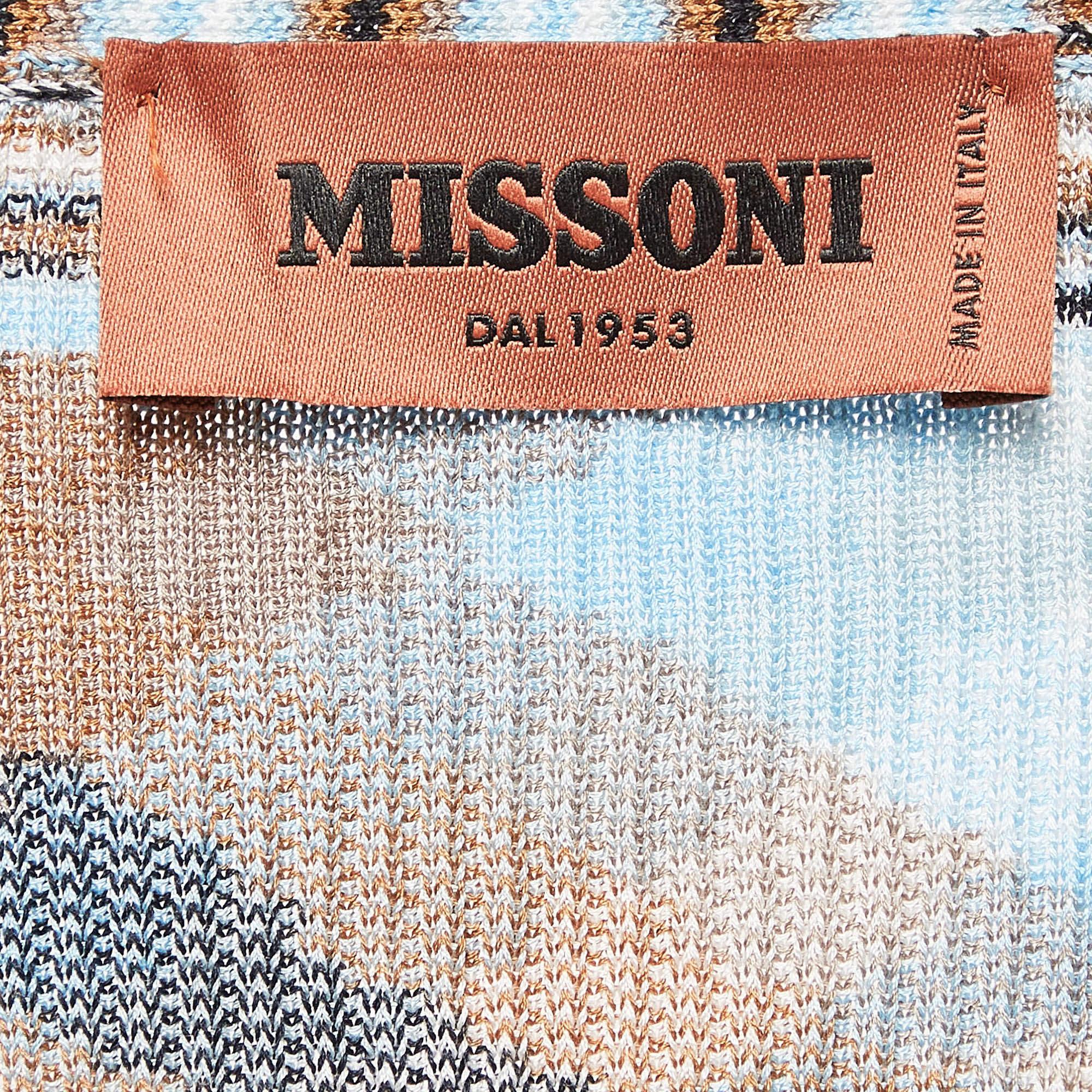 Missoni Blue Patterned Knit Cardigan M In Good Condition In Dubai, Al Qouz 2