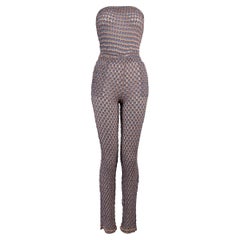 Missoni Blue Patterned Knitted Strapless Jumpsuit Size XS