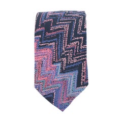 Missoni Blue Pink Silk Pinstripe Tie