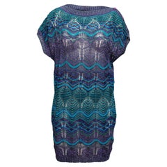 Missoni Blue & Purple Metallic Knit Mini Dress