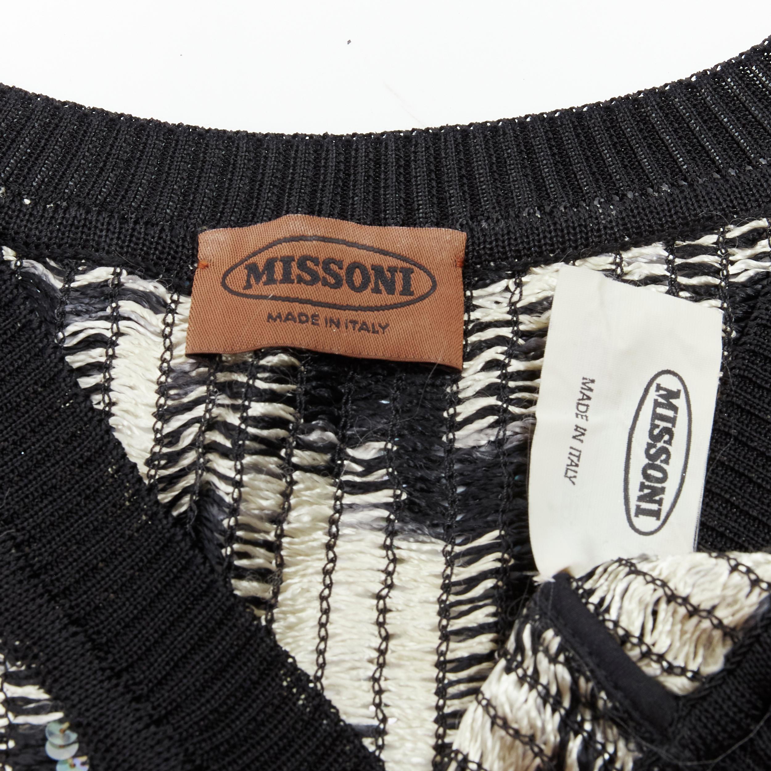 MISSONI blue silver sequins embellished crochet knit cropped vest IT42 M For Sale 1