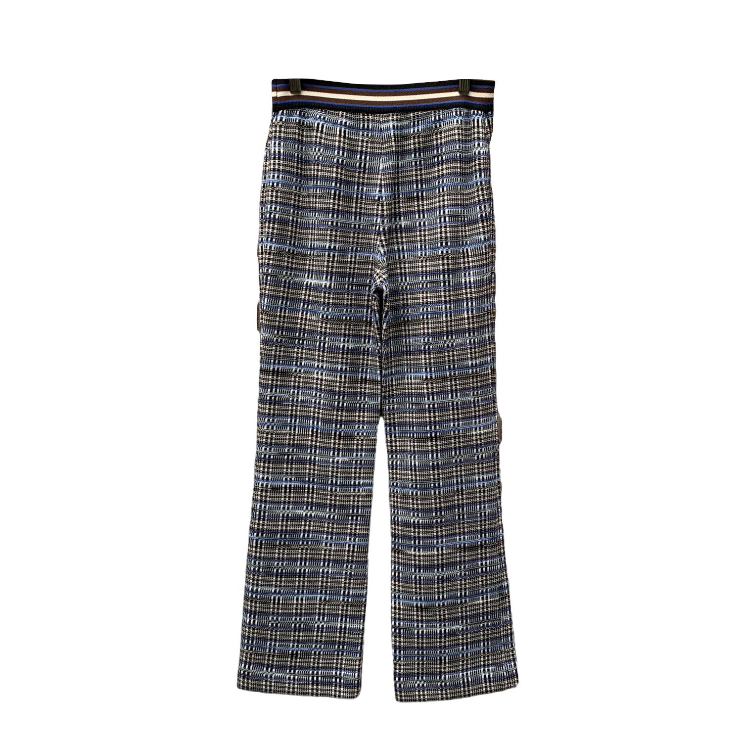 Missoni Blue Stretch Checkered Wide Leg Pants Trousers Size 42 IT In Excellent Condition In Rome, Rome