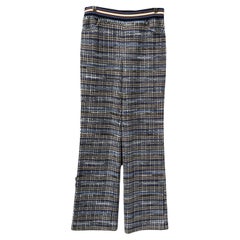 Missoni Blue Stretch Checkered Wide Leg Pants Trousers Size 42 IT