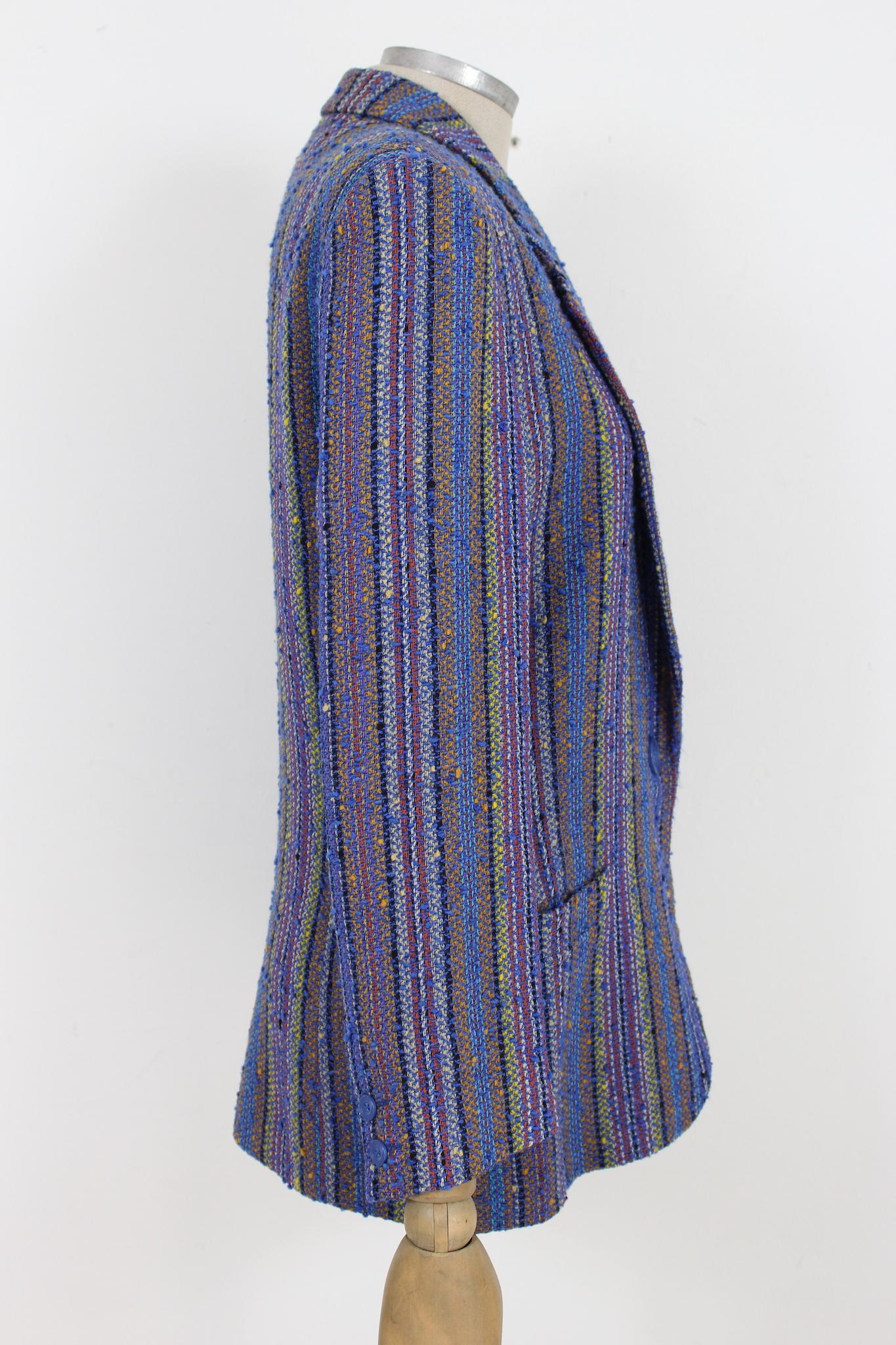 Missoni Blue Wool Boucle Vintage Classic Jacket 1990s In Excellent Condition In Brindisi, Bt